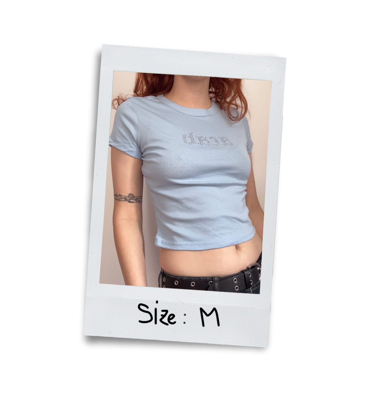 acab rhinestone Baby Tee (baby blue)