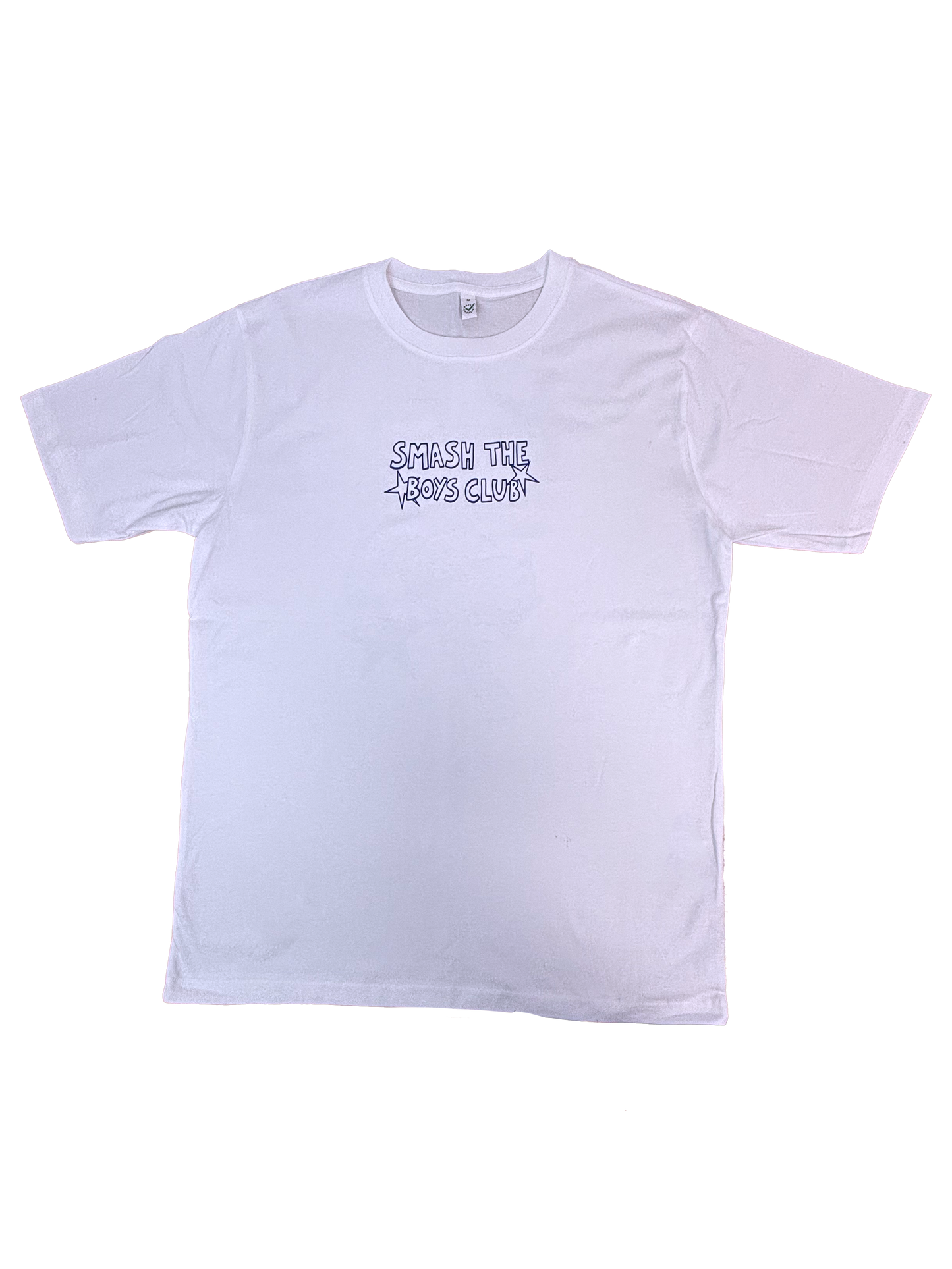 "Smash the Boys Club" Oversized T-shirt White (blue version)