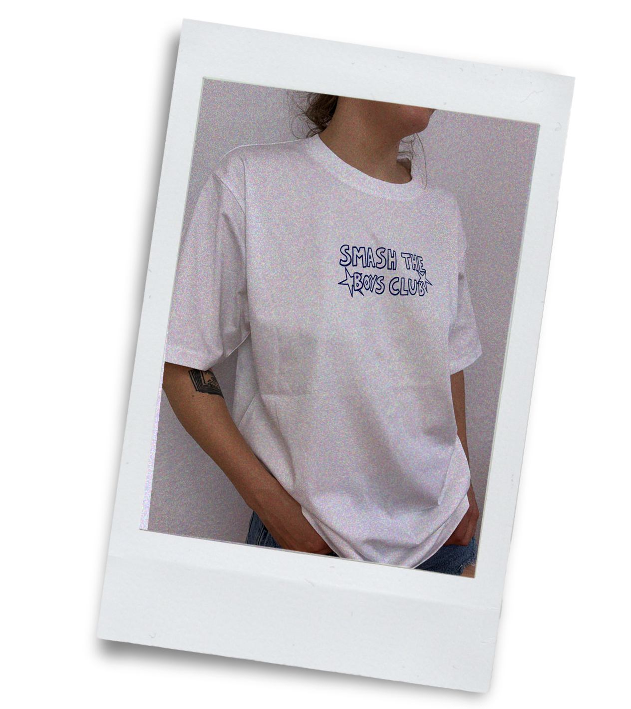 "Smash the Boys Club" Oversized T-shirt White (blue version)