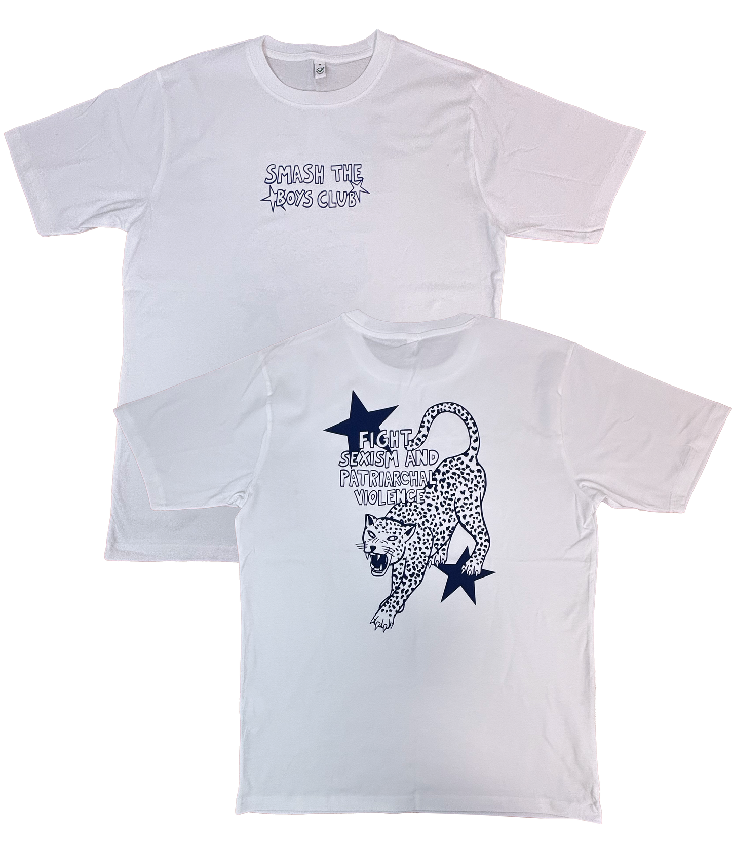 "Smash the Boys Club" Oversized T-shirt White (blue version)