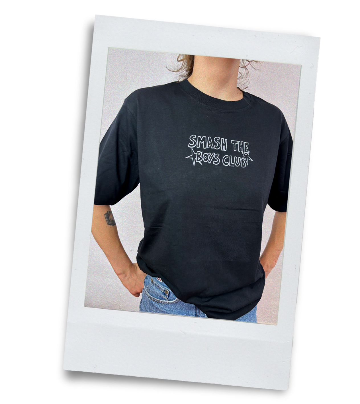 "Smash the Boys Club" Oversized T-shirt with Glitter Print