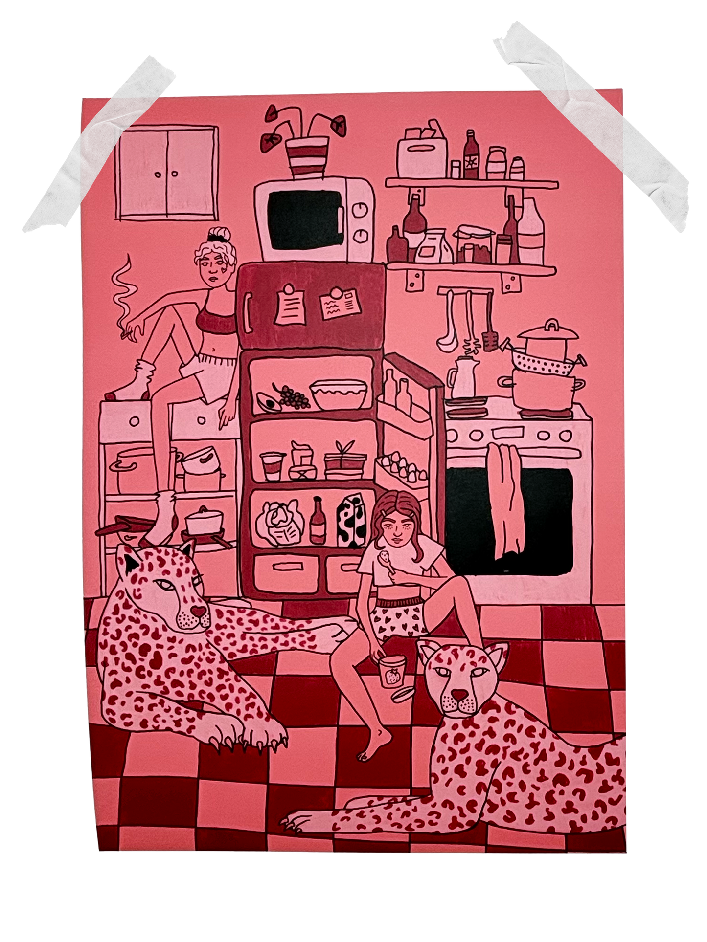 "Big cat kitchen hangout" Print