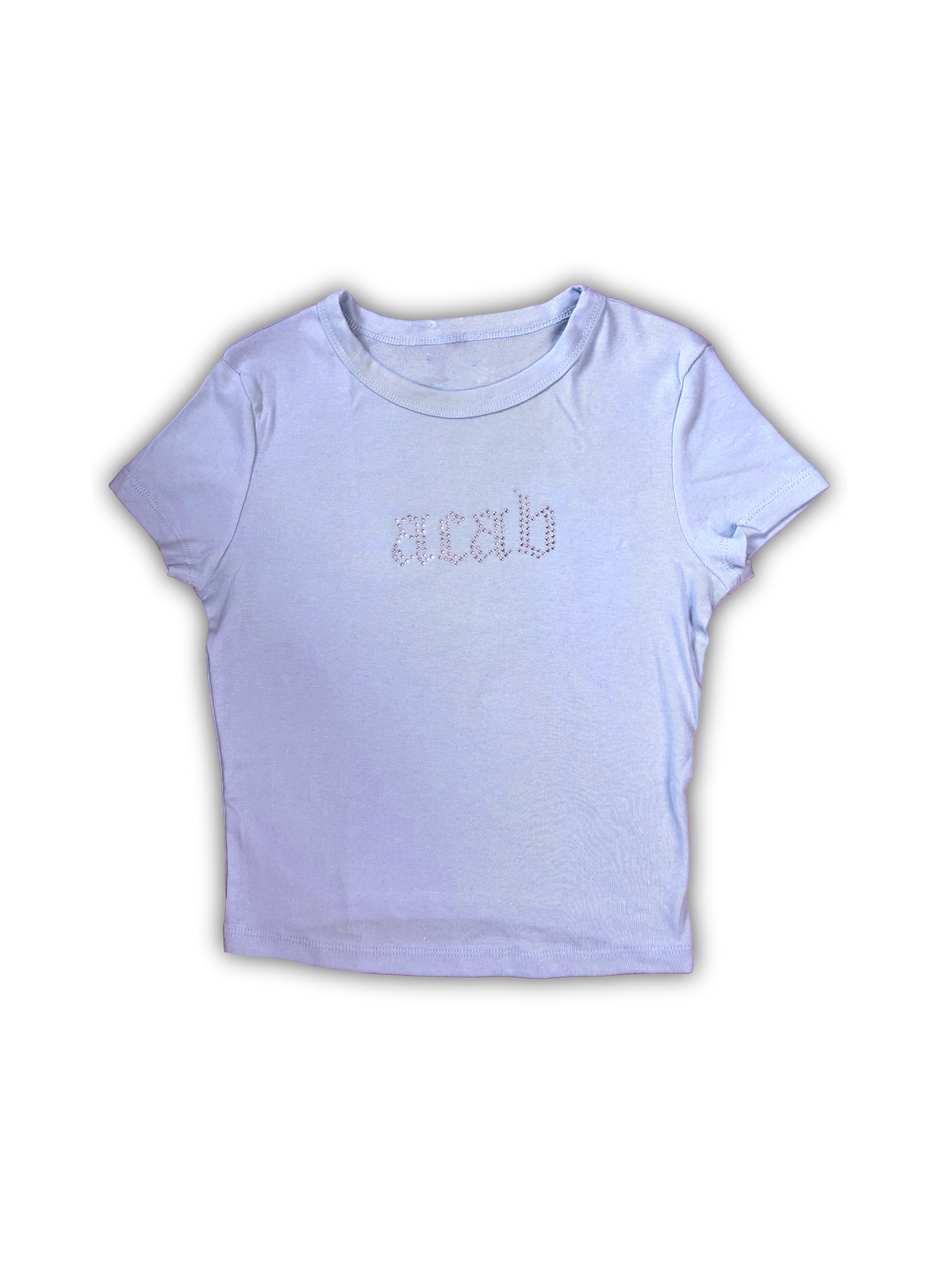 acab rhinestone Baby Tee (baby blue)